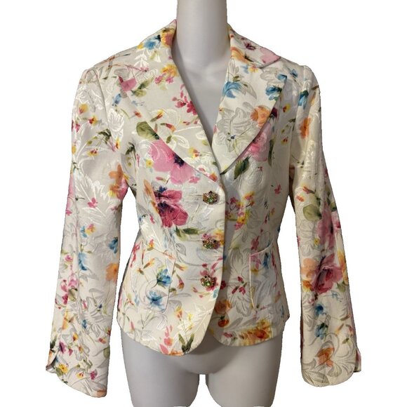 Giancarlo Ferrari Suit Jacket Blazer 10 Floral Jewel Buttons Tea Party NEW - Picture 1 of 16
